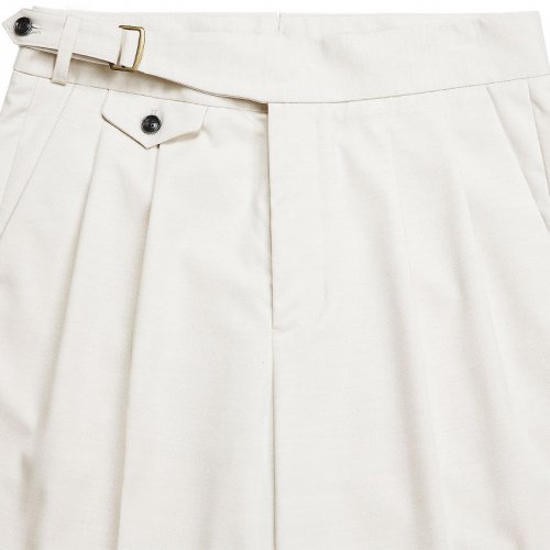 Two Pleats Side Trousers (Ivory)