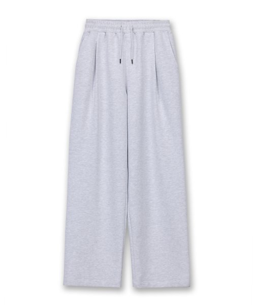 주앙옴므(JUAN HOMME) PLEATS WIDE WAVE SWEAT PANTS (MELANGE WHITE