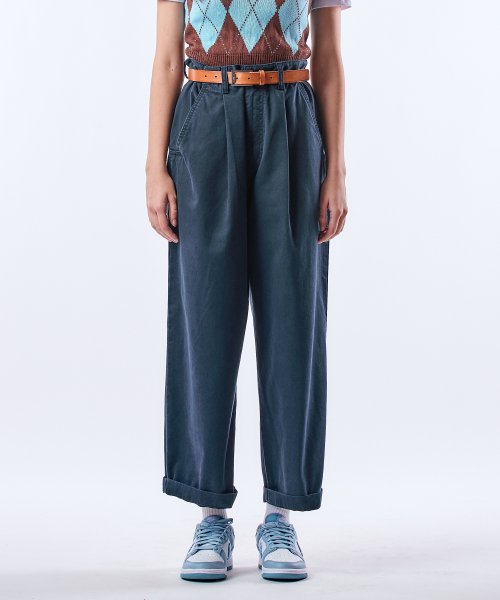 [W] Укороченные широкие брюки Real Chino Washed_Navy