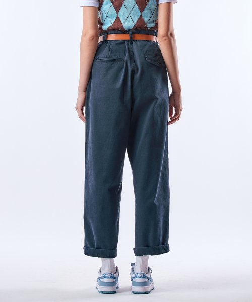 [W] Укороченные широкие брюки Real Chino Washed_Navy