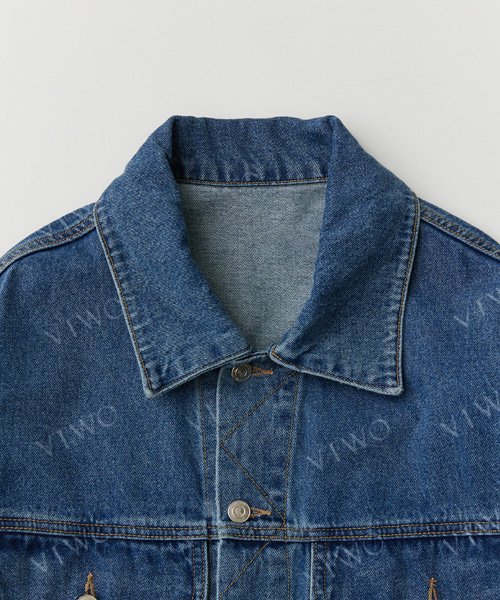 Джинсовка оверсайз с логотипом Washed Denim_Blue