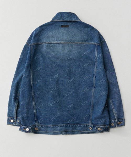 Джинсовка оверсайз с логотипом Washed Denim_Blue