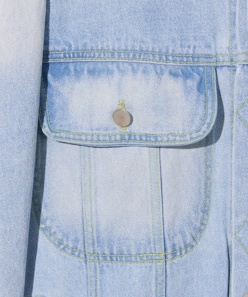Свободная джинсовка с вареным эффектом_Light Blue
