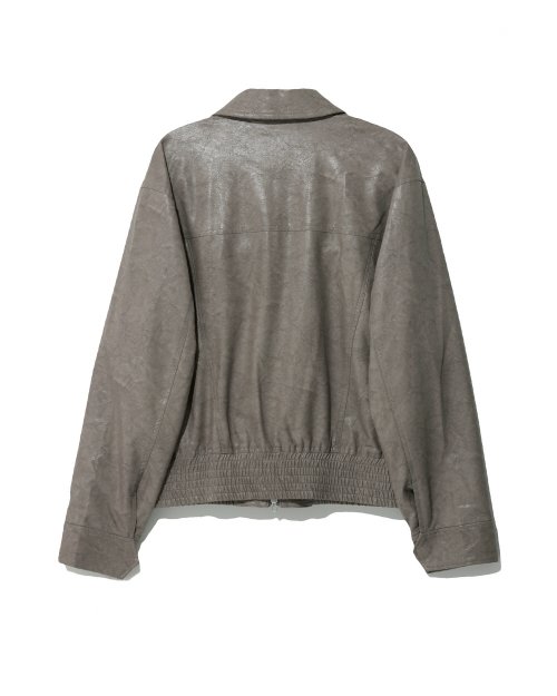MUSINSA | BESLOW 22FW LOOSE FIT ZIP-UP VEGAN LEATHER JACKET BEIGE