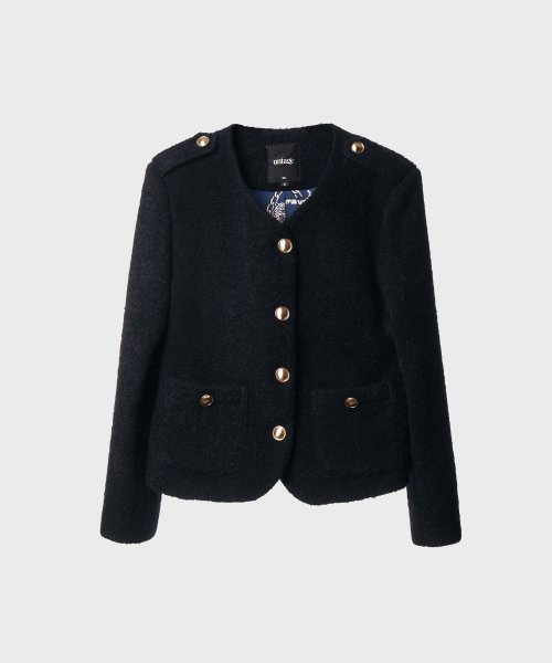 MUSINSA | UNTAGE Wool blend bouclé tweed jacket [Navy(WOMAN)]_UTO-FB17