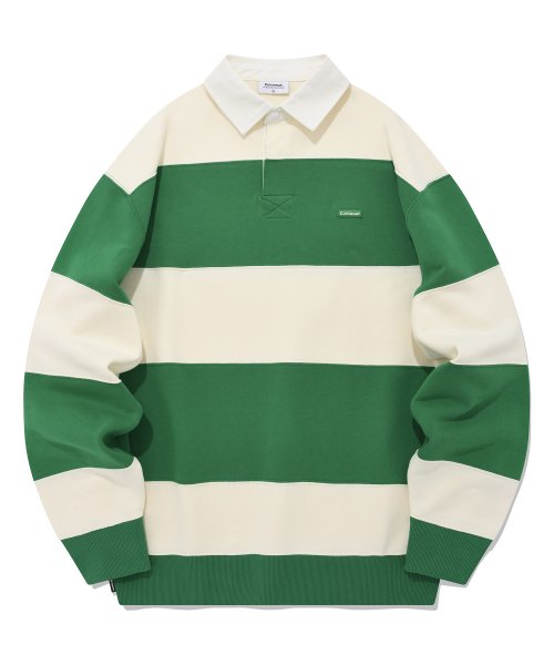 MUSINSA | COVERNAT Striped Rugby Sweatshirt Green