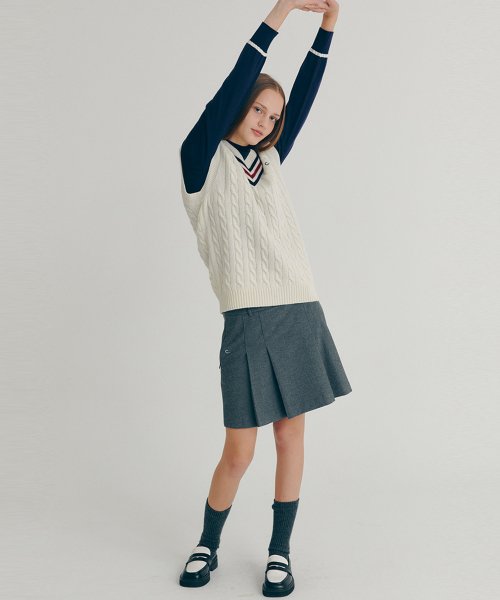 [22FW clove] Contrast Wool Vest (Ivory)