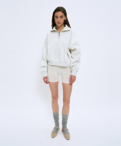 Свитшот на молнии с классическим логотипом_Melange