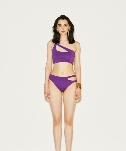 One shoulder Cut-out Cotton Bra-top