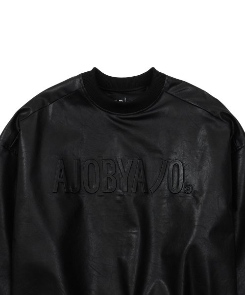 MUSINSA | AJOBYAJO Vegan Leather Embossed Logo Top [BLACK]