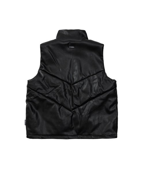 MUSINSA | AJOBYAJO Star Vegan Leather Puffer Vest [BLACK]