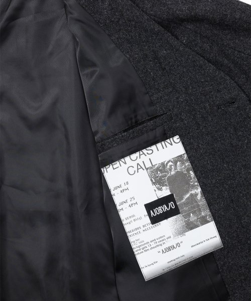Batwing No Collar Wool Blazer [GREY]