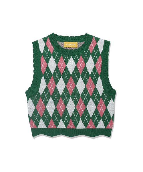 Fruity Argyle Knit Vest (CLOVER) - MUSINSA
