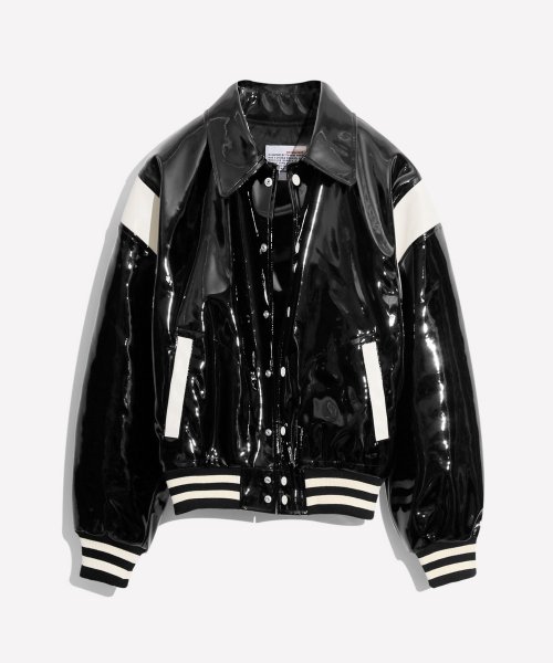 MUSINSA公式 | BIRTHDAYSUIT PATENT STADIUM JACKET (BLACK)