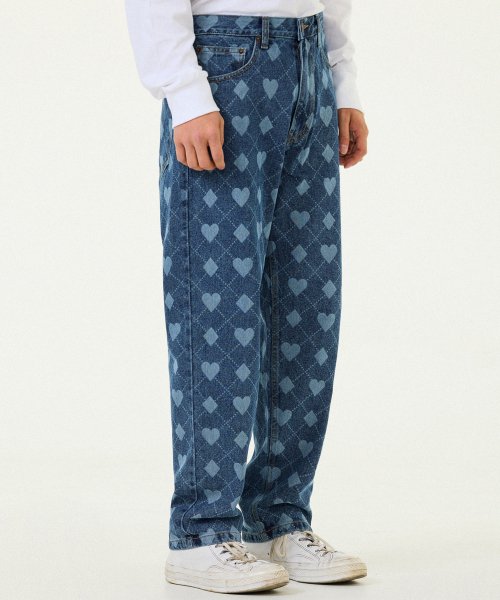 ARGYLE HEART DENIM PANT - BLUE
