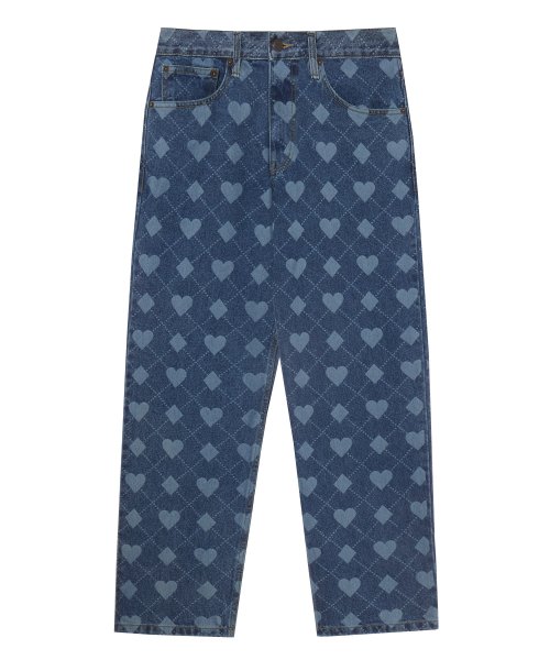 ARGYLE HEART DENIM PANT - BLUE