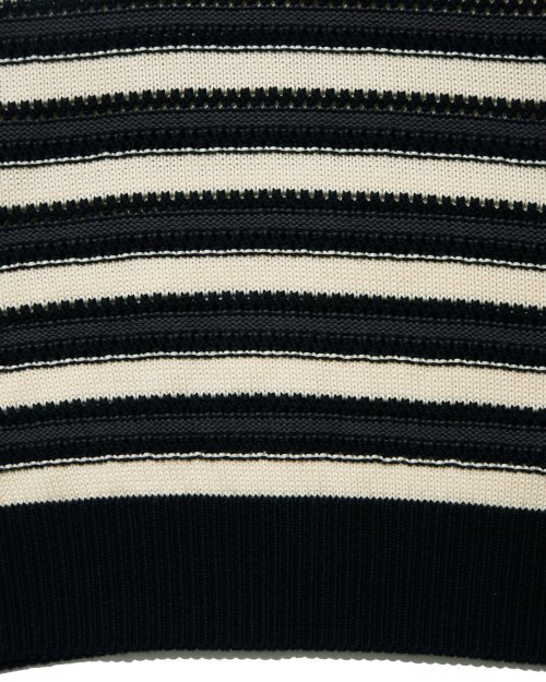 STRIPE PUNCHING KNIT VEST BLACK