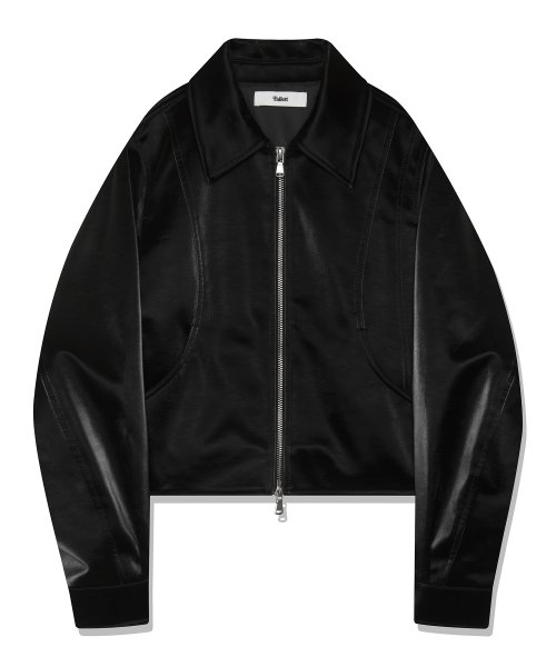 Женская глянцевая укороченная кожанка Black