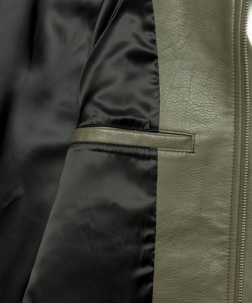 MUSINSA | FALLETT Cracked leather rider single jacket olive