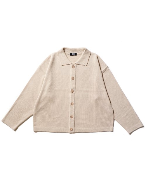 Укороченный оверсайз кардиган с воротником Beige