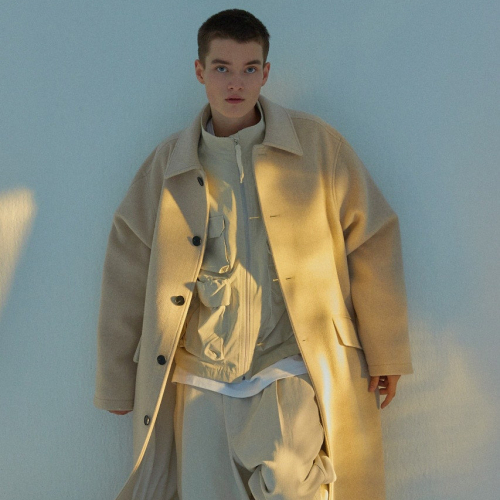 Пальто оверсайз из шерсти — El Beige