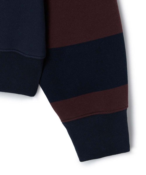ESSENTIAL_UNISEX MSS Stripe Half Zip-up Sweatshirt [Wine]