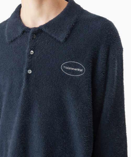 MUSINSA | thisisneverthat® E/T-Logo Shaggy Polo Navy