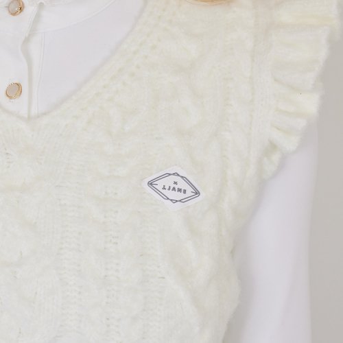 Вязаный жилет с рюшами Frill Knit Vest (Ivory)