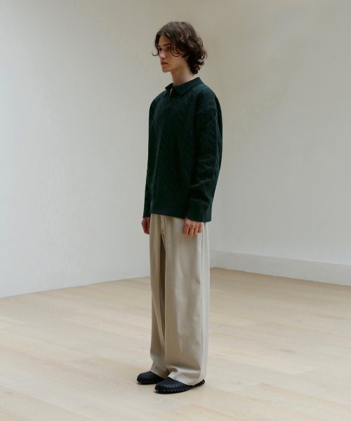 Cable Collar Knit Sweater [Green] thumbnail 25