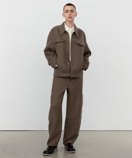 Двубортный шерстяной жакет SAND BROWN