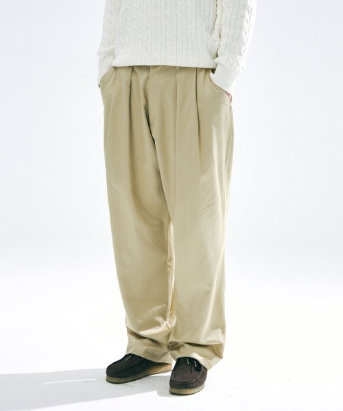 Широкие брюки с плиссировкой до щиколотки (Light Beige)