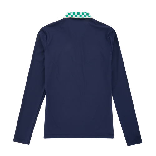 Checker Collar Polo Shirts_Navy
