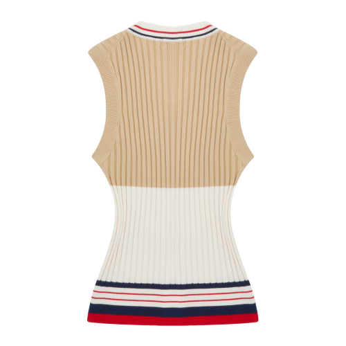 Classic V-neck Облегающая трикотажная футболка Vest_Beige