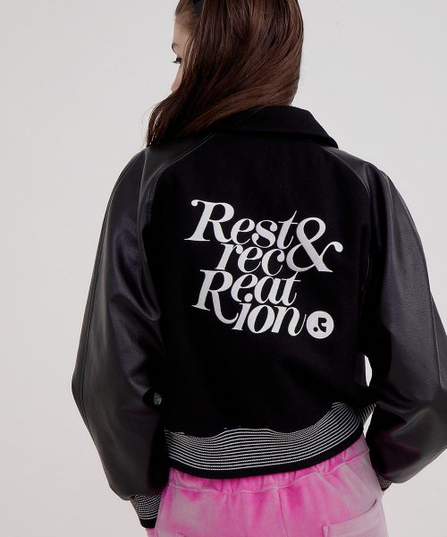 MUSINSA公式 | REST&RECREATION RR LOGO WOOL BOMBER JACKET BLACK