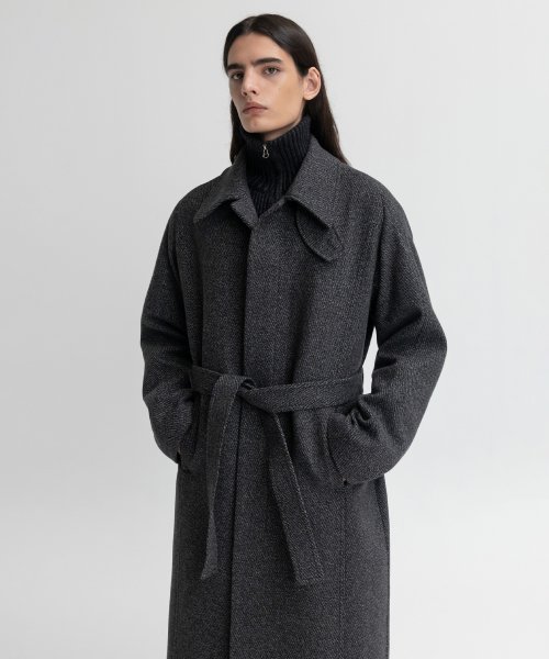 MUSINSA | INSILENCE FORTEX Twill Balmacaan Robe Coat DARK GRAY