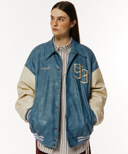 MUSINSA | 1993STUDIO Vintage Varsity Jacket_Sky Blue