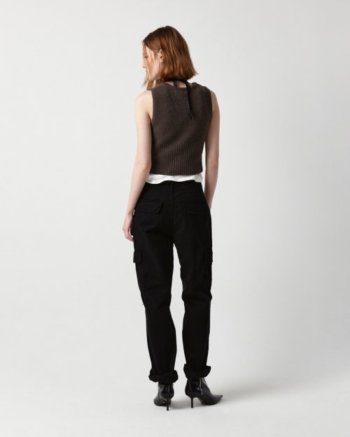 BOUCLE KNIT SLEEVELESS(DARK BROWN)