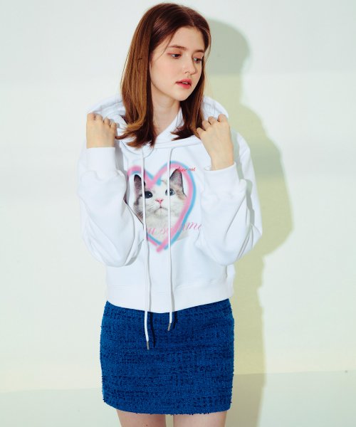 Худи Heart Cat Face Heavy (White)