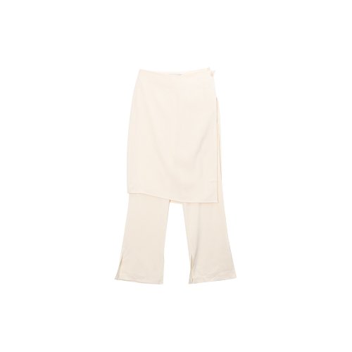 Wrap skirt Layerd Semi-bootcut Легинсы с разрезом Span Slacks Кремовый