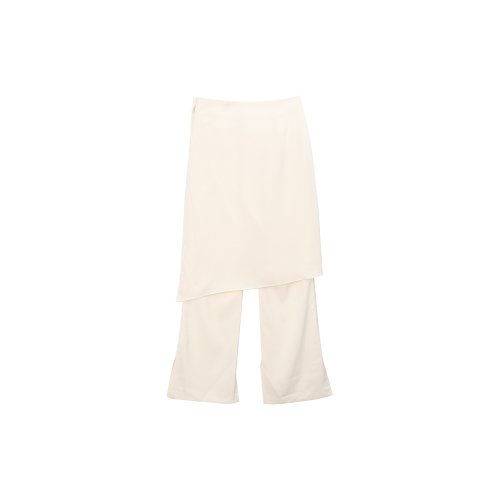 Wrap skirt Layerd Semi-bootcut Легинсы с разрезом Span Slacks Кремовый