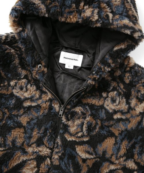 MUSINSA | thisisneverthat® Floral Faux Fur Jacket Khaki