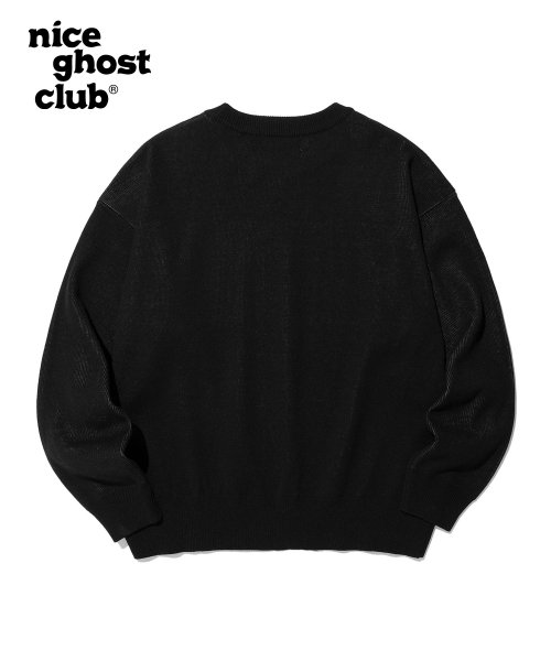 MUSINSA | NICE GHOST CLUB Crying Smile Knit Sweater_Black