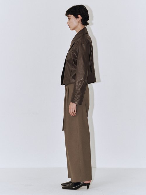 Semi Low-rise Belted Trousers_Olive Коричневый