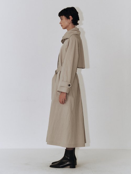 Maxi Trench Coat_Khaki Бежевый