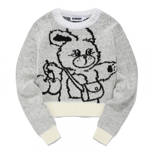 MUSINSA | KIRSH Witty Bunny Cropped Knit Sweater [Melange Gray]