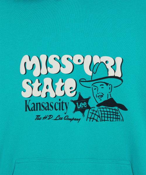 Мятное худи с графикой Missouri Cowboy