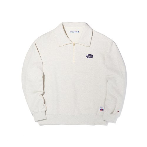 OS HALF ZIP UP CREW NECK SWEAT SHIRT OATMEAL