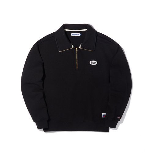 OS HALF ZIP UP CREW NECK SWEAT SHIRT BLACK
