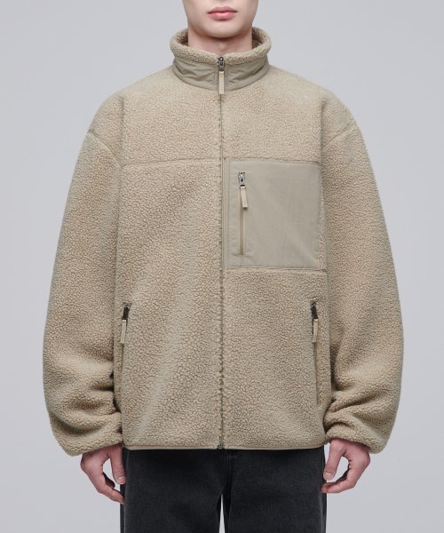 OVERSIZE SHERPA FLEECE JACKET [BEIGE]