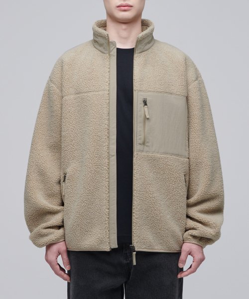 OVERSIZE SHERPA FLEECE JACKET [BEIGE]